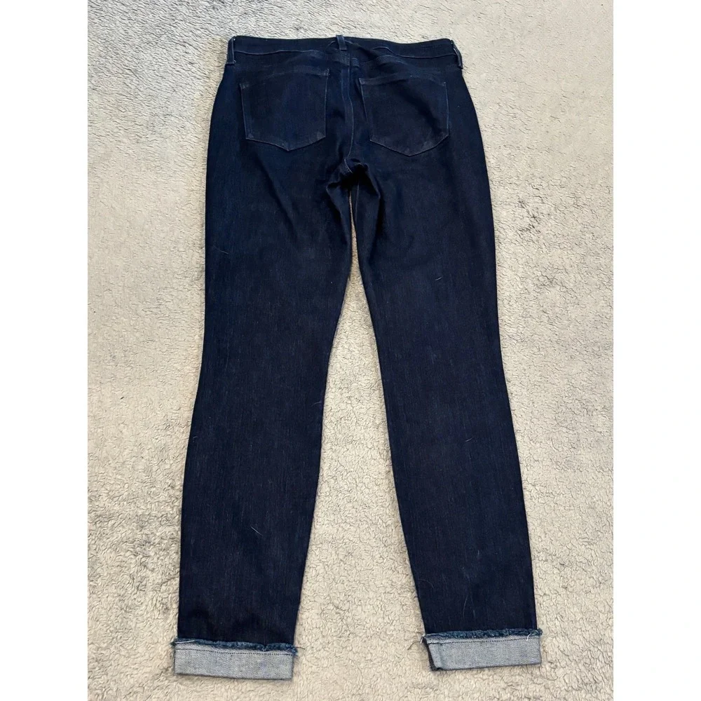 NYDJ Ami Skinny Jeans Dark Indigo Lift Tuck Raw Cuff MDNMAA2511 Womens Size 0